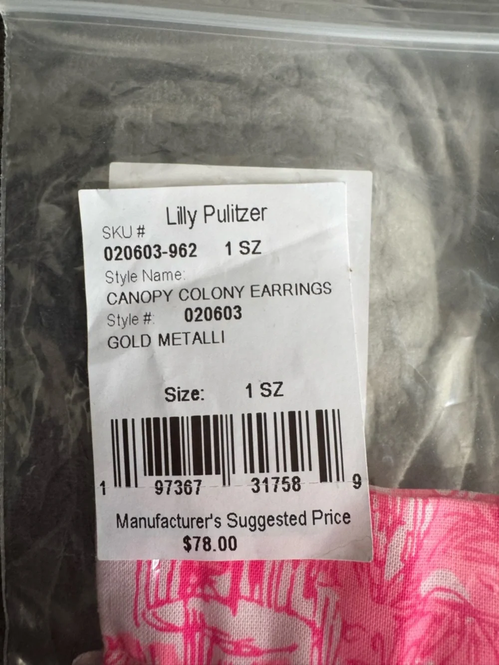 NWT Lilly Pulitzer Canopy Colony Earrings “Gold Metallic”